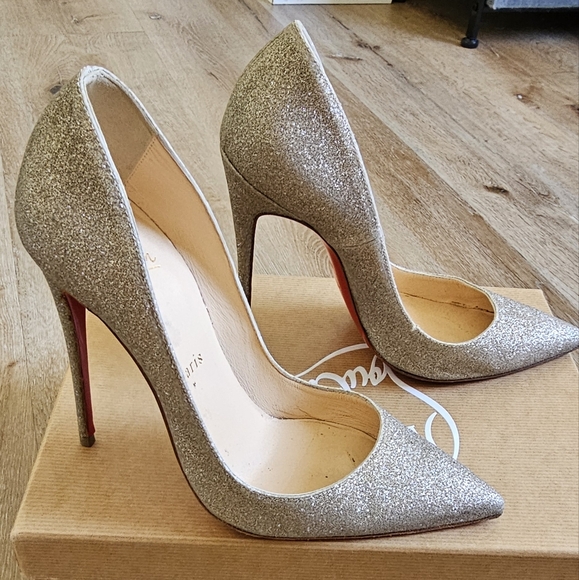 Christian Louboutin Shoes - Christian Louboutin so kate gold glitter 120 pumps 37.5